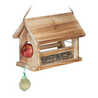 VOGELFUTTERHAUS - Hellbraun, Holz/Kunststoff (31/24/20cm) - Relaxdays