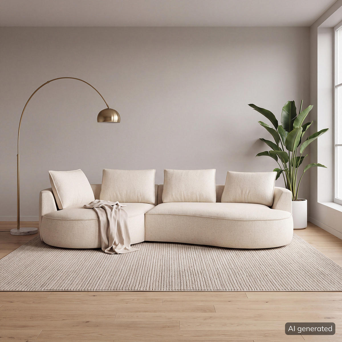 BIGSOFA - Champagner/Schwarz, Kunststoff/Textil (322/82/154cm) - home24