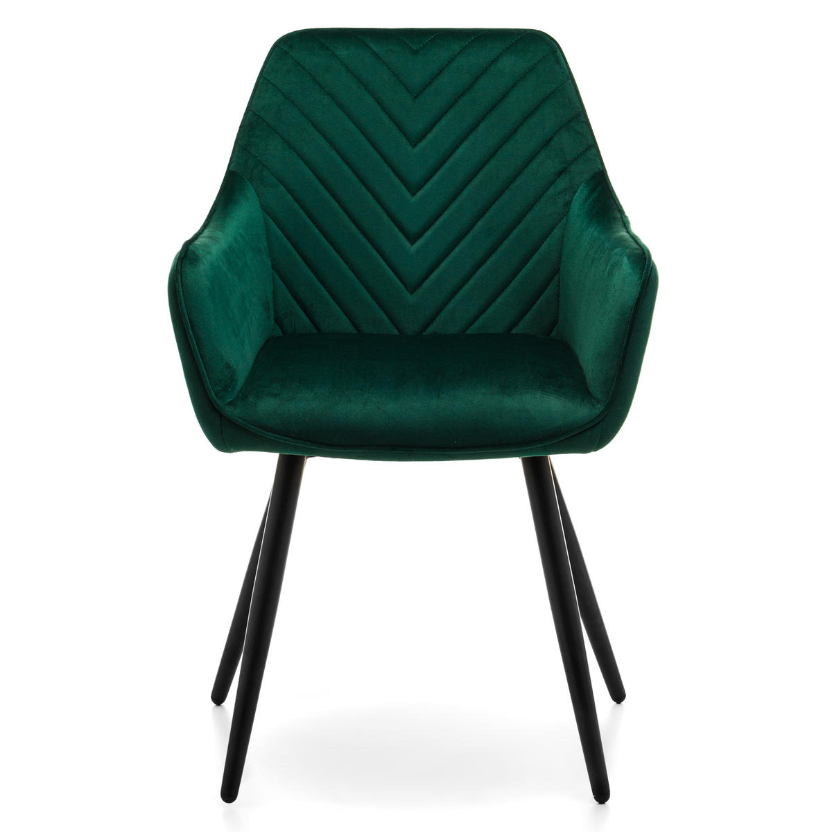 STUHL VASTO gepolstert mit Steppung - grün - Samt Velours - Schwarz/Grün, Textil/Metall (58/87/60cm) - NEW HOME