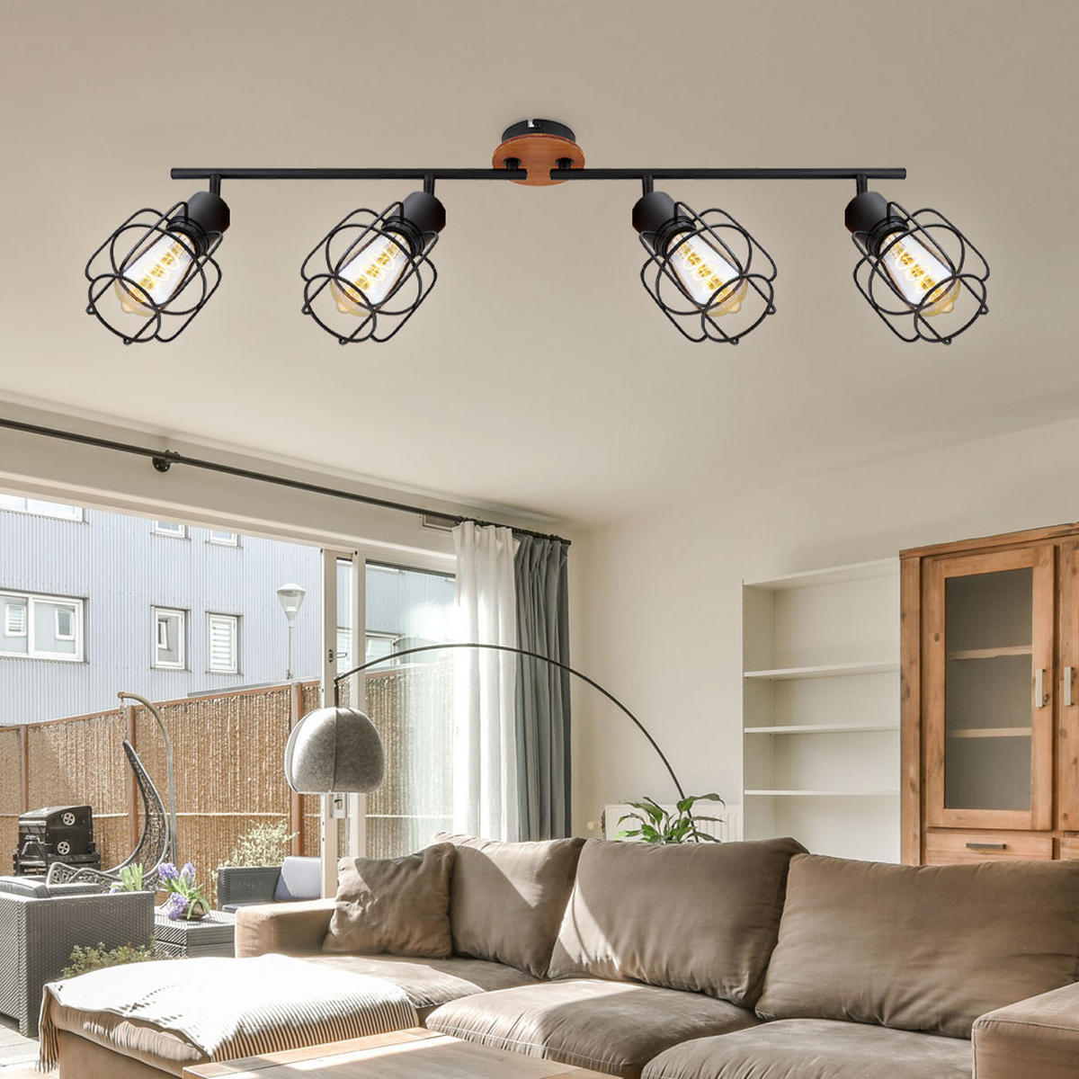 DECKENLEUCHTE Metall Schwarz Gitteroptik - Schwarz, Metall (80/11/24cm) - Globo Lighting