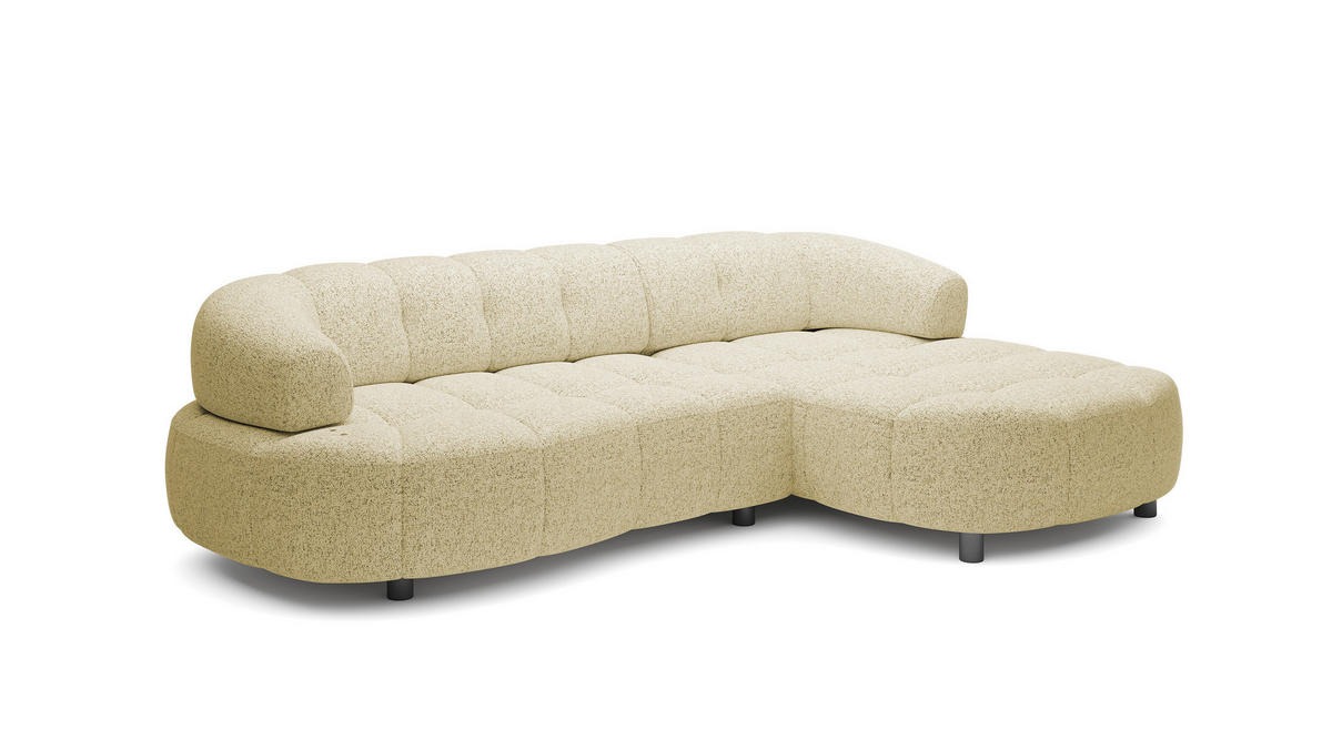 ECKSOFA Wesper S – Eckcouch mit Elektrischer Sitzverstellung, L-förmig, Freistehend, Relaxfunktion, 183x284x79 cm – Rechte, Sand - Sandfarben, Holz/Textil (284/113cm) - DomoHome