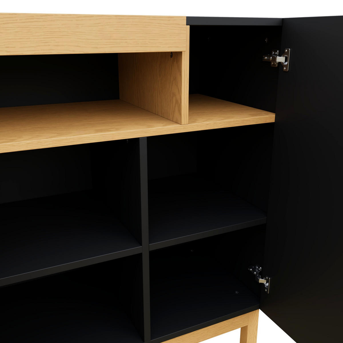 KOMMODE aus Spanplatte 120,5x42x96cm in Schwarz mit 3 Türen - Schwarz, Holzwerkstoff (120.5/96/42cm) - Modfu