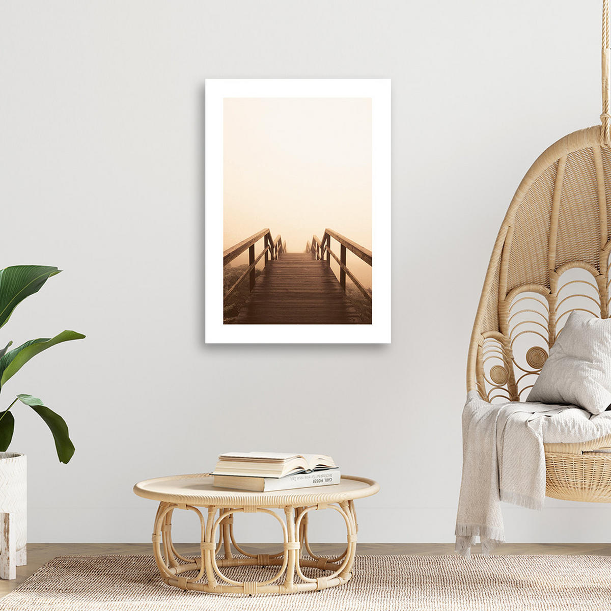 WANDBILD abstieg zum strand - Beige, Textil (40/60cm) - Feeby