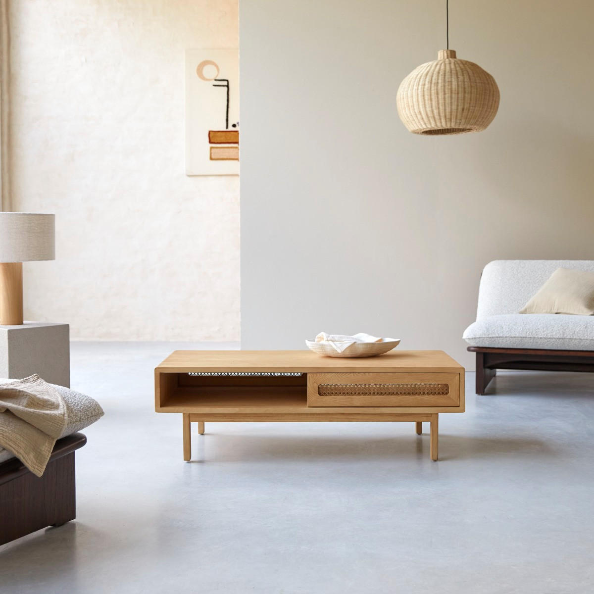 COUCHTISCH Luis Natur aus Ulme - Naturfarben, Holz (60/115/35cm) - Tikamoon