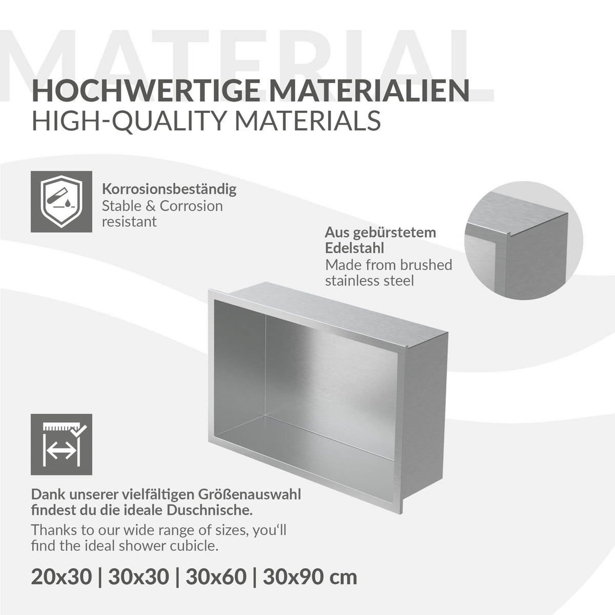 DUSCHNISCHE Silber 30/20 cm - Silberfarben, Metall (30/20/10cm) - LuxeBath