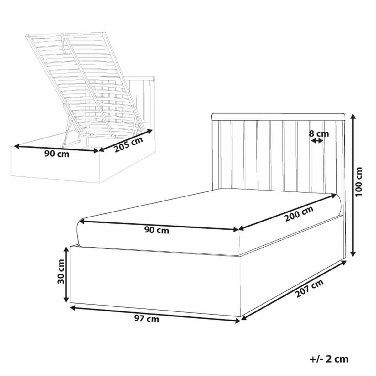 POSTEL s úložným prostorem 90/200 cm MDF deska Krémově bílá Rouvillers - krémová, dřevo (90/200cm) - Beliani