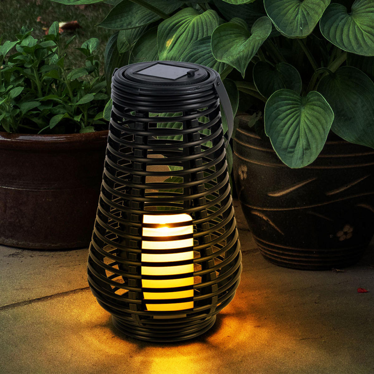 LED AUSSENLEUCHTE Feuer-Effekt Schwarz - Schwarz, Kunststoff (18/18/26cm) - Nowa