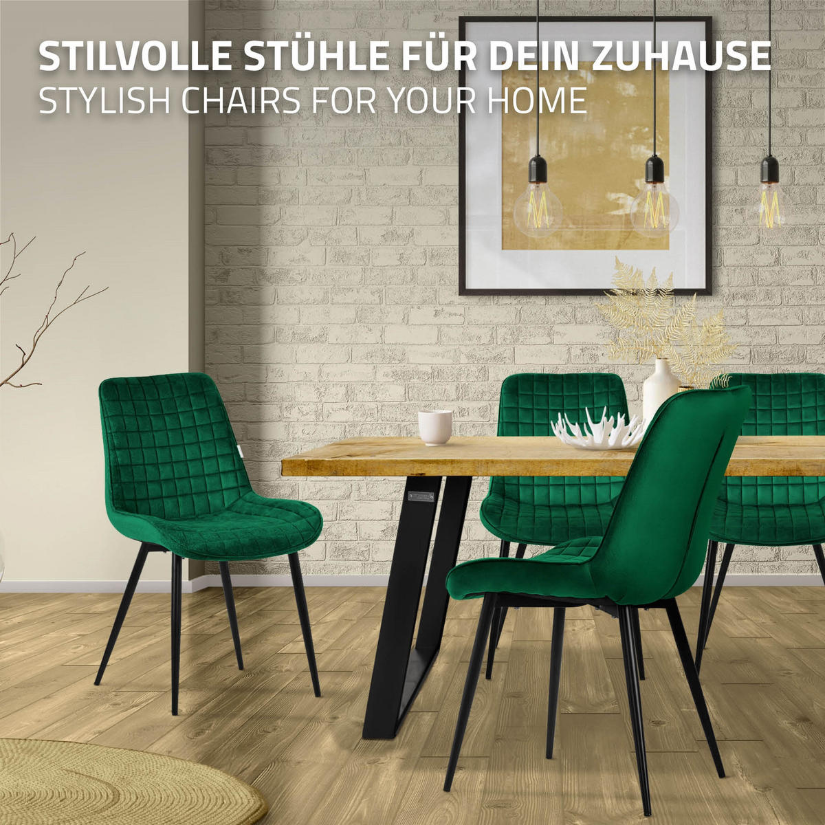 ESSZIMMERSTÜHLE 2ER-SET Dunkelgrün Samt - Dunkelgrün/Schwarz, Textil/Metall (52/89/60cm) - ML-DESIGN