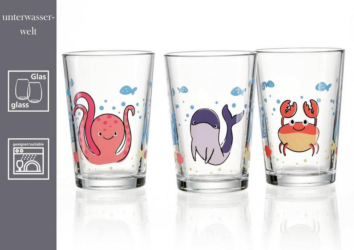 KINDERGLÄSER Hof- und Meerestiere bunt 205 ml 6er Set - Multicolor, Glas (0.205L) - Ritzenhoff Breker