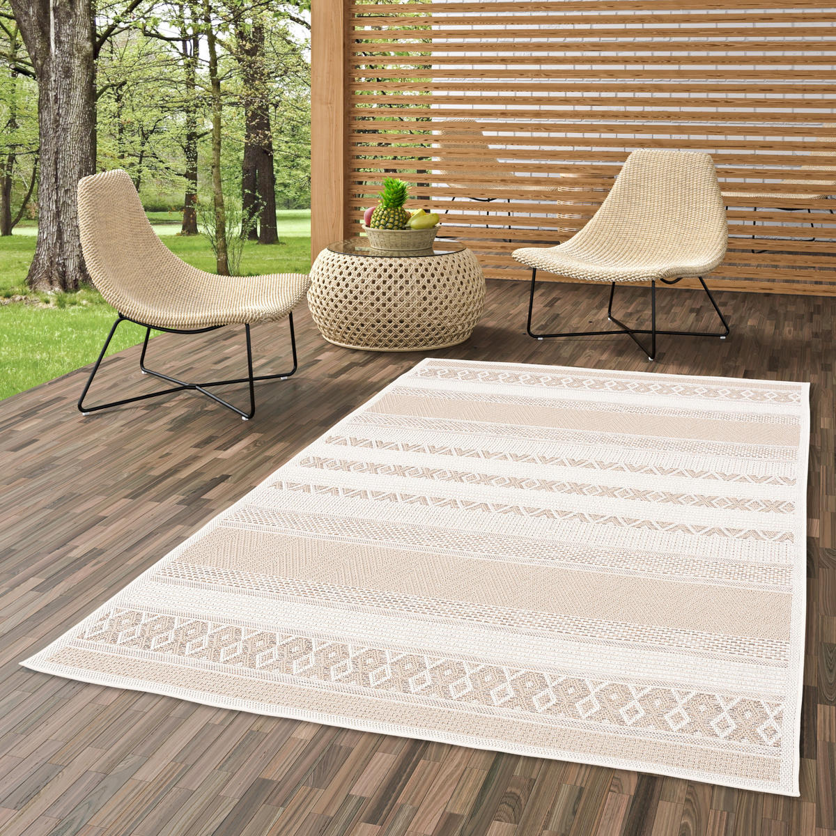 IN & OUTDOOR TEPPICH FLACHGEWEBE OTTAWA STRIPES - Beige, Textil (200/290cm) - Pergamon