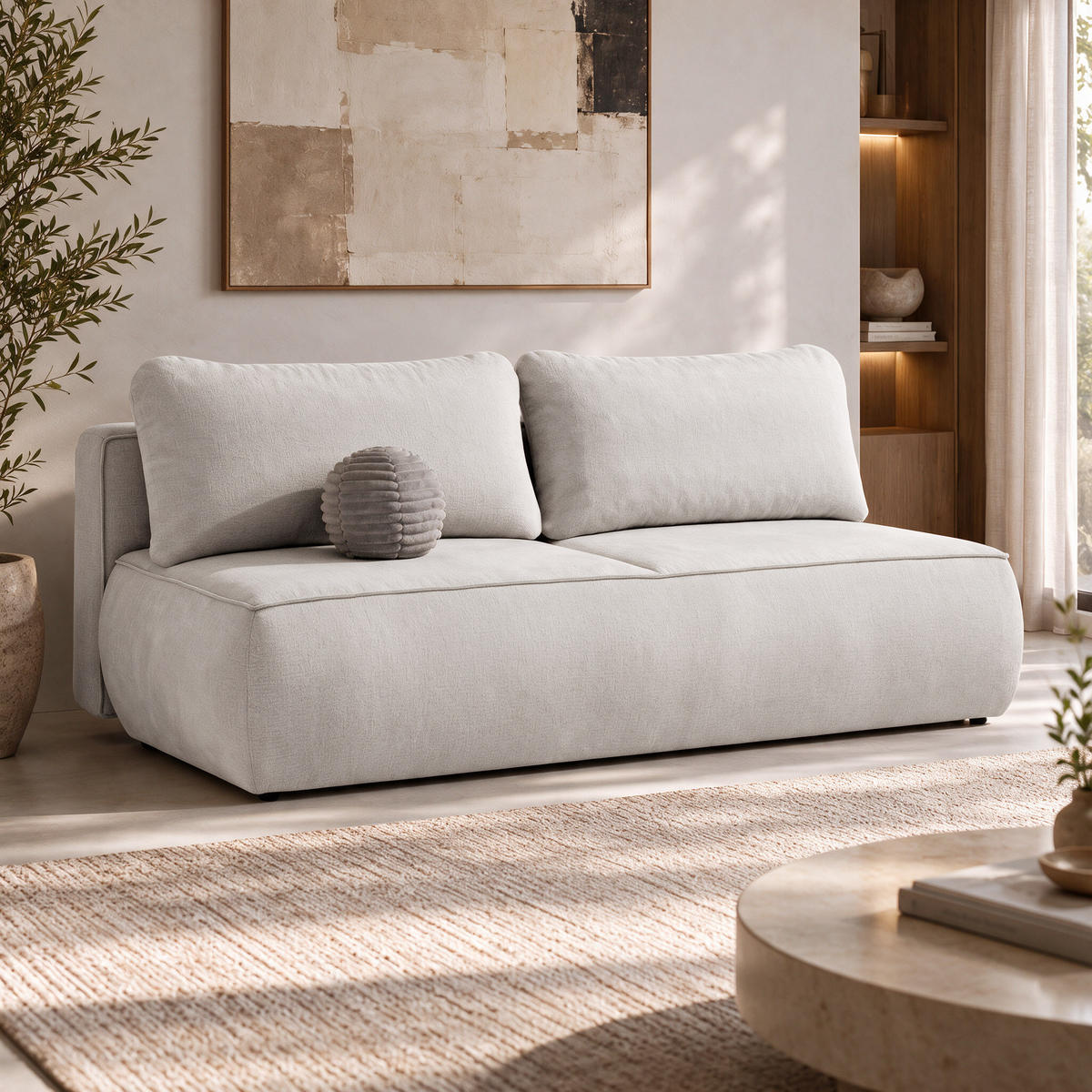 SCHLAFSOFA Darling 2-Sitzer, mit Bettkasten, Beige - Beige, Textil (210/92/100cm) - Beautysofa