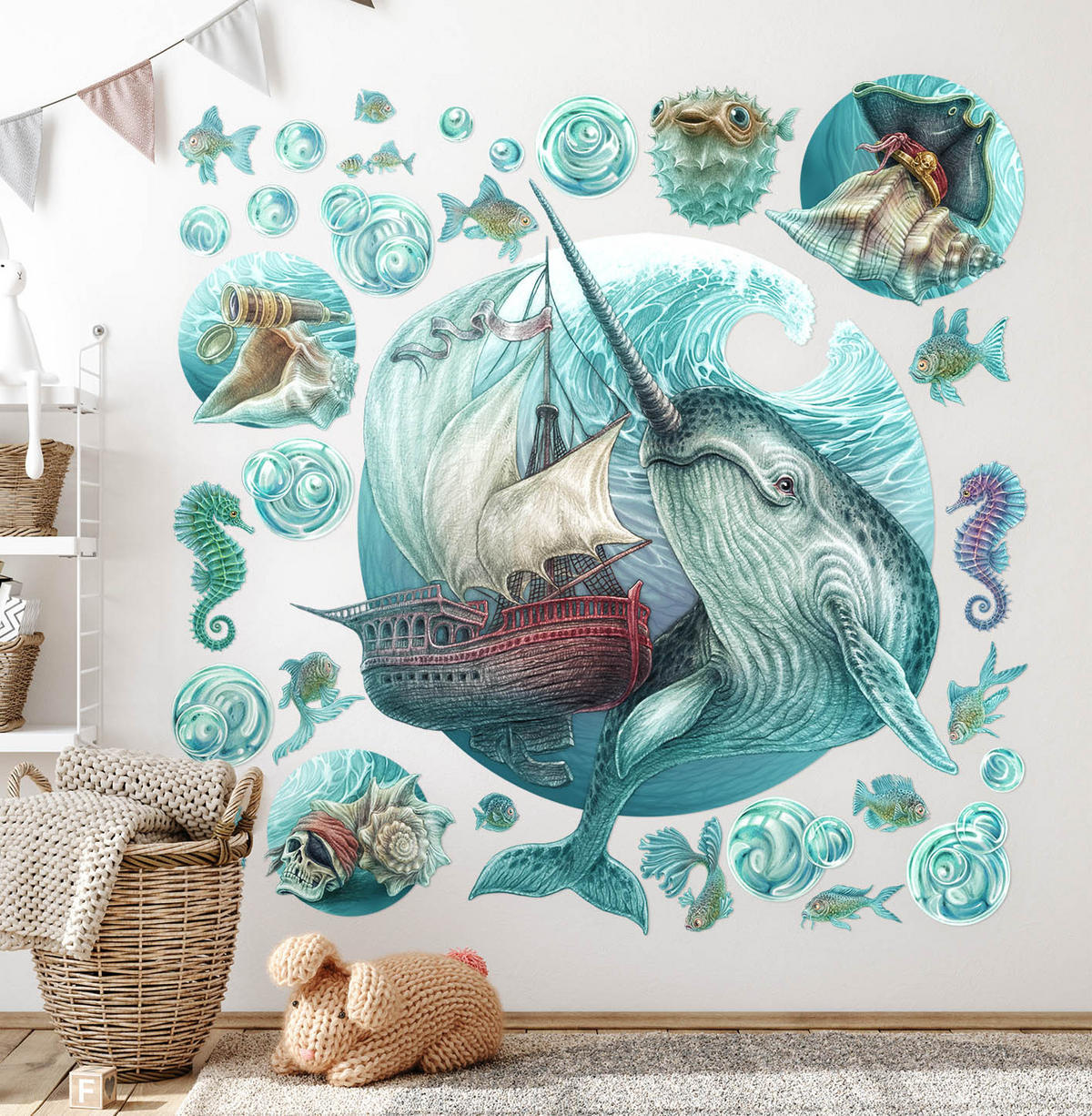 AUFKLEBER 60x62 cm Meerabenteuer - Blau, Kunststoff (60/62/0.1cm) - TULUP