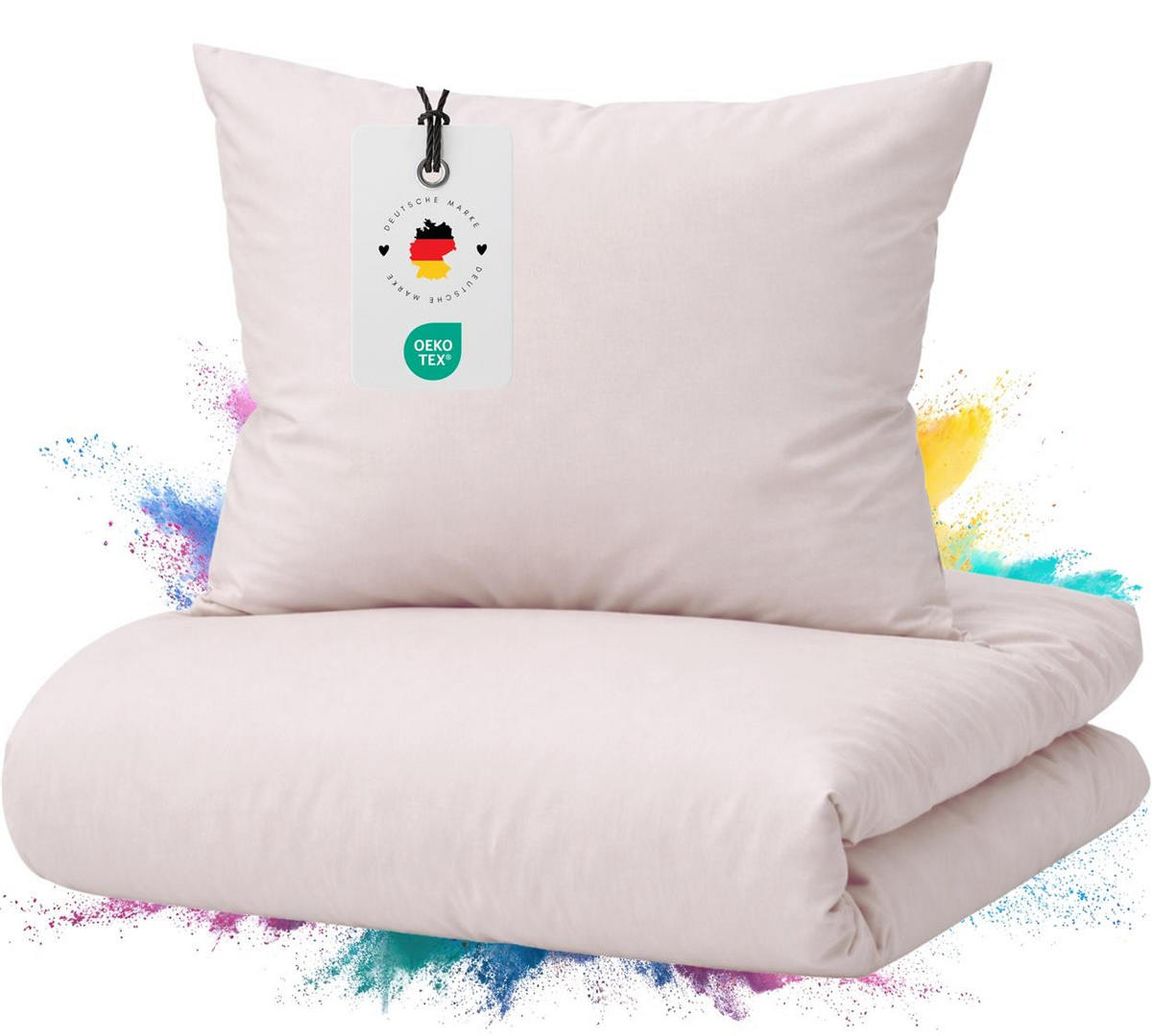 BETTWÄSCHE Mako Satin 155x220 cm aus 100% Baumwolle mit Reißverschluss, Uni Bettbezug 155 x 220 - Puder - Hellrosa, Textil (155/220cm) - Carpe Sonno