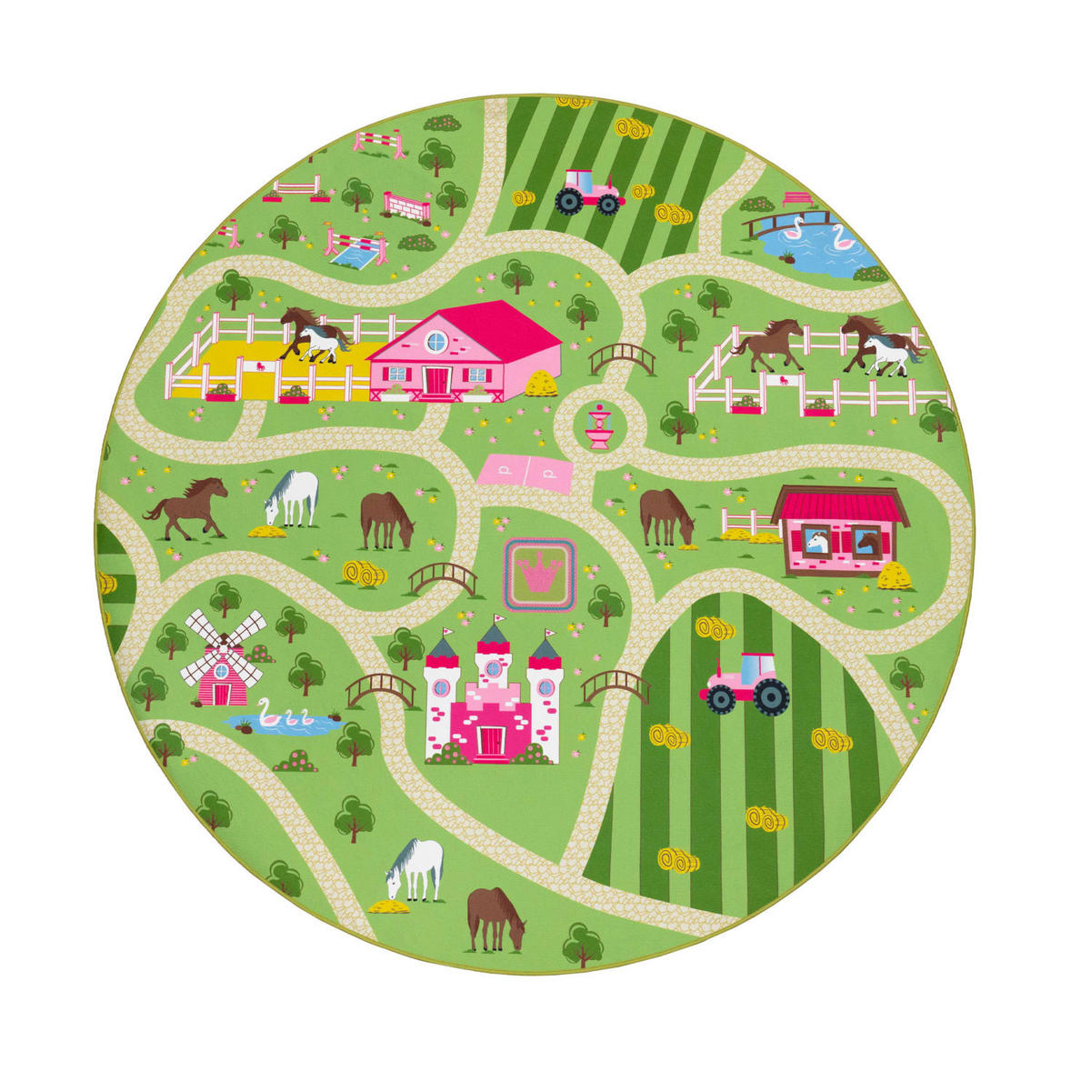 KINDERTEPPICH Grün Ø 160 cm - Grün, Kunststoff (160/160cm) - TT Home