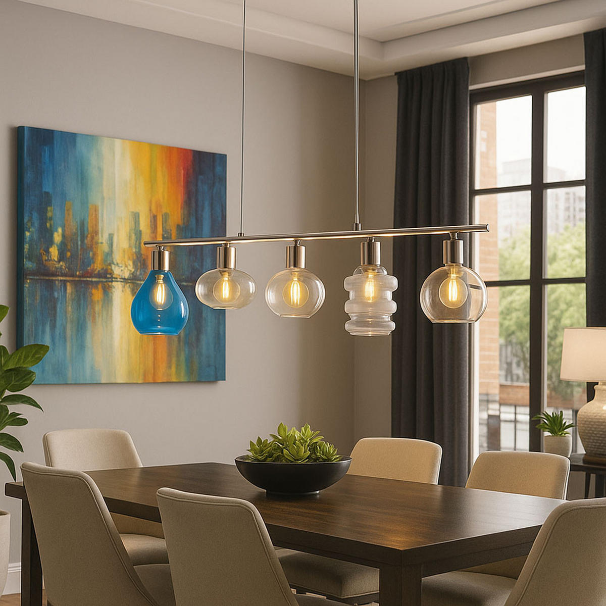 HÄNGELEUCHTE Pesaro Bunt Silber - Multicolor, Glas (13/80/150cm)