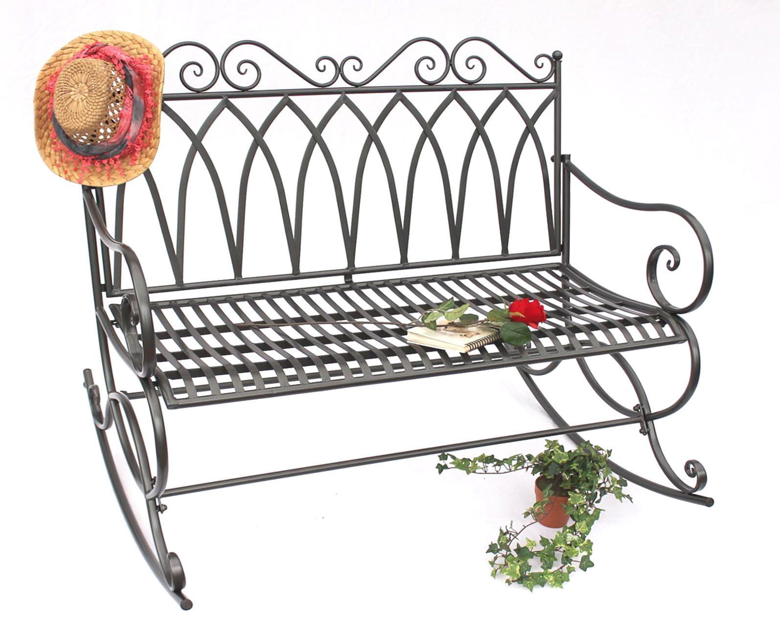 SCHAUKELBANK Metall Dunkelgrau 112 cm 132730 - Grau, Metall (112/100/95cm) - DanDiBo