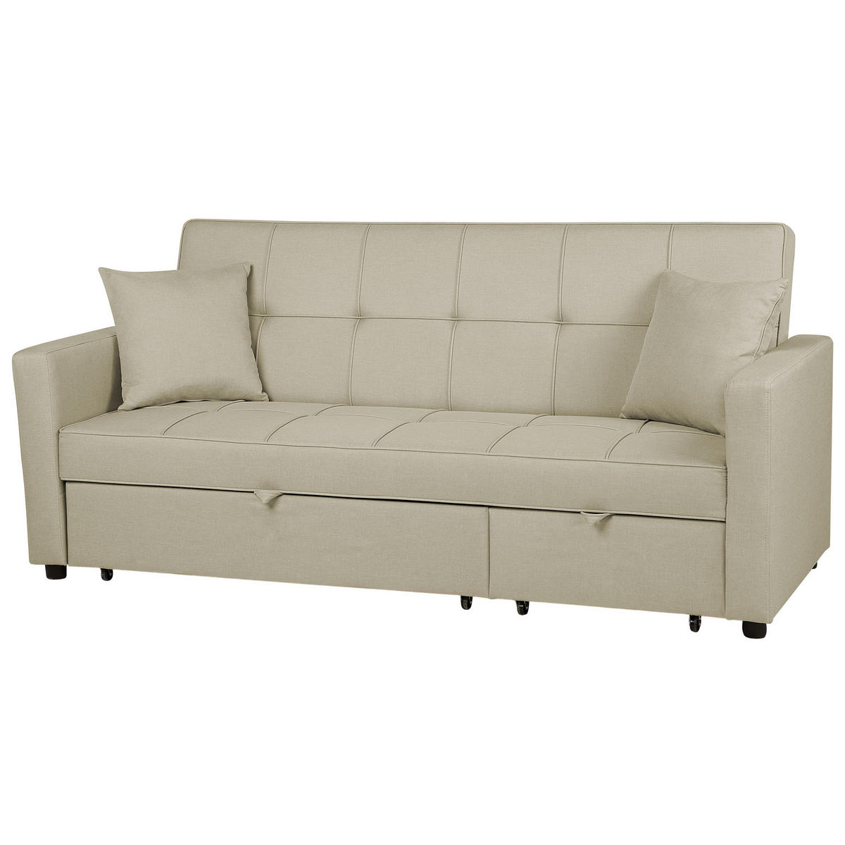 3-SITZER-SCHLAFSOFA Polyester Beige Glomma - Beige, Textil (207/95/87cm) - Beliani