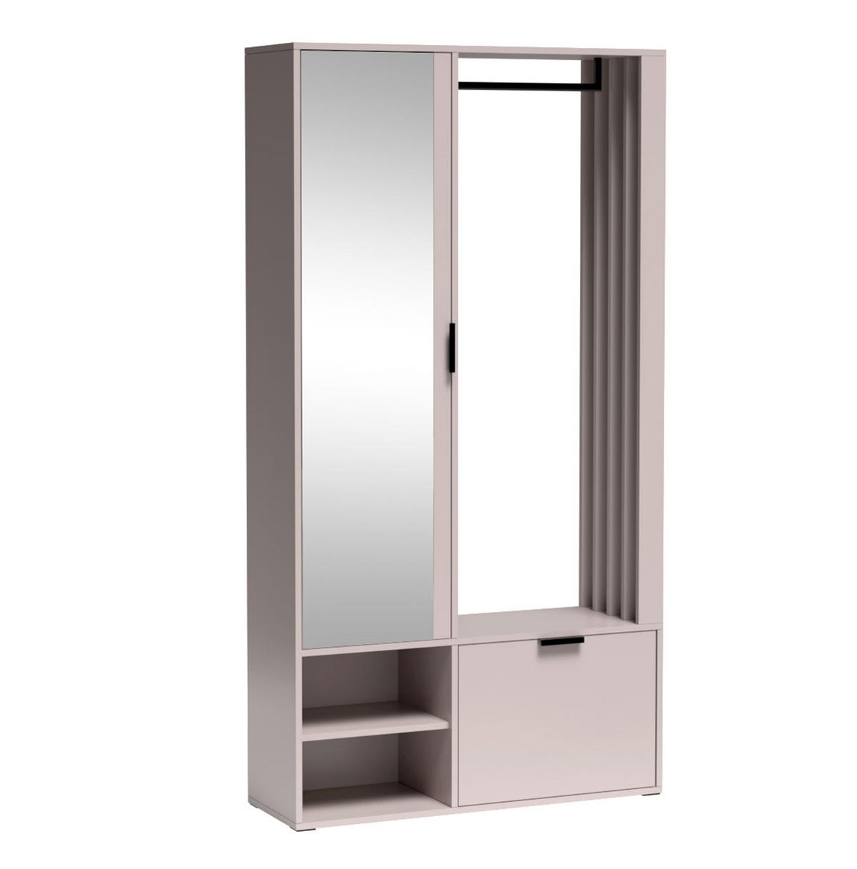 GARDEROBENSCHRANK Milanoir Kaschmir 100/189,4/33 cm - Modern mit Spiegel - Beige, Holzwerkstoff/Kunststoff (100/189.4/33cm) - AX Living