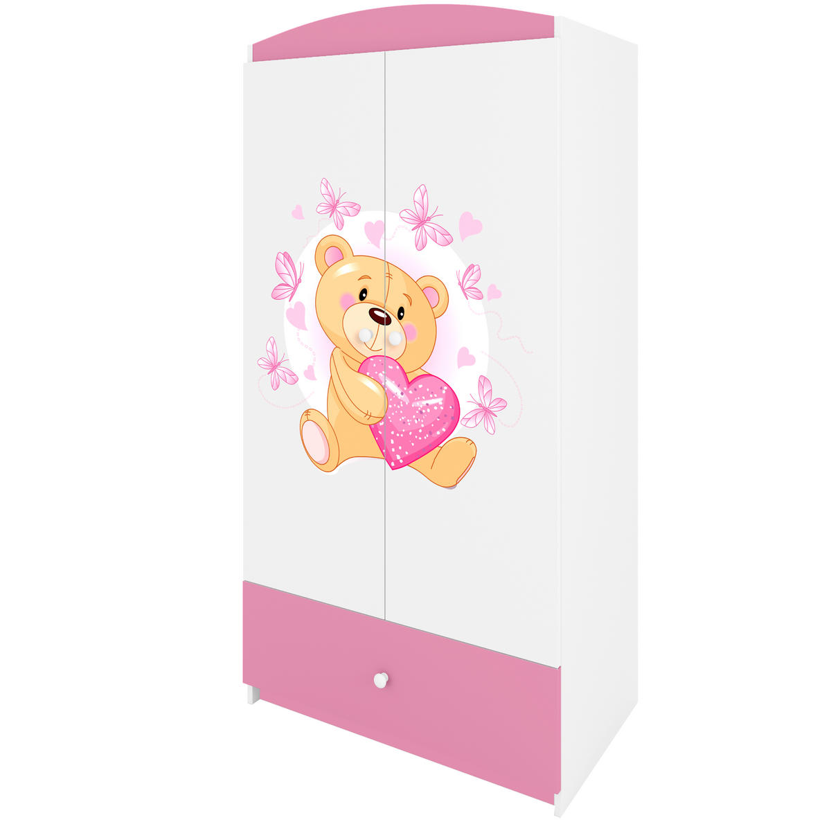 KINDERKLEIDERSCHRANK Teddybär I - Hellrosa, Holzwerkstoff (90/175/52cm) - RAUMHIRSCH FURNITURE