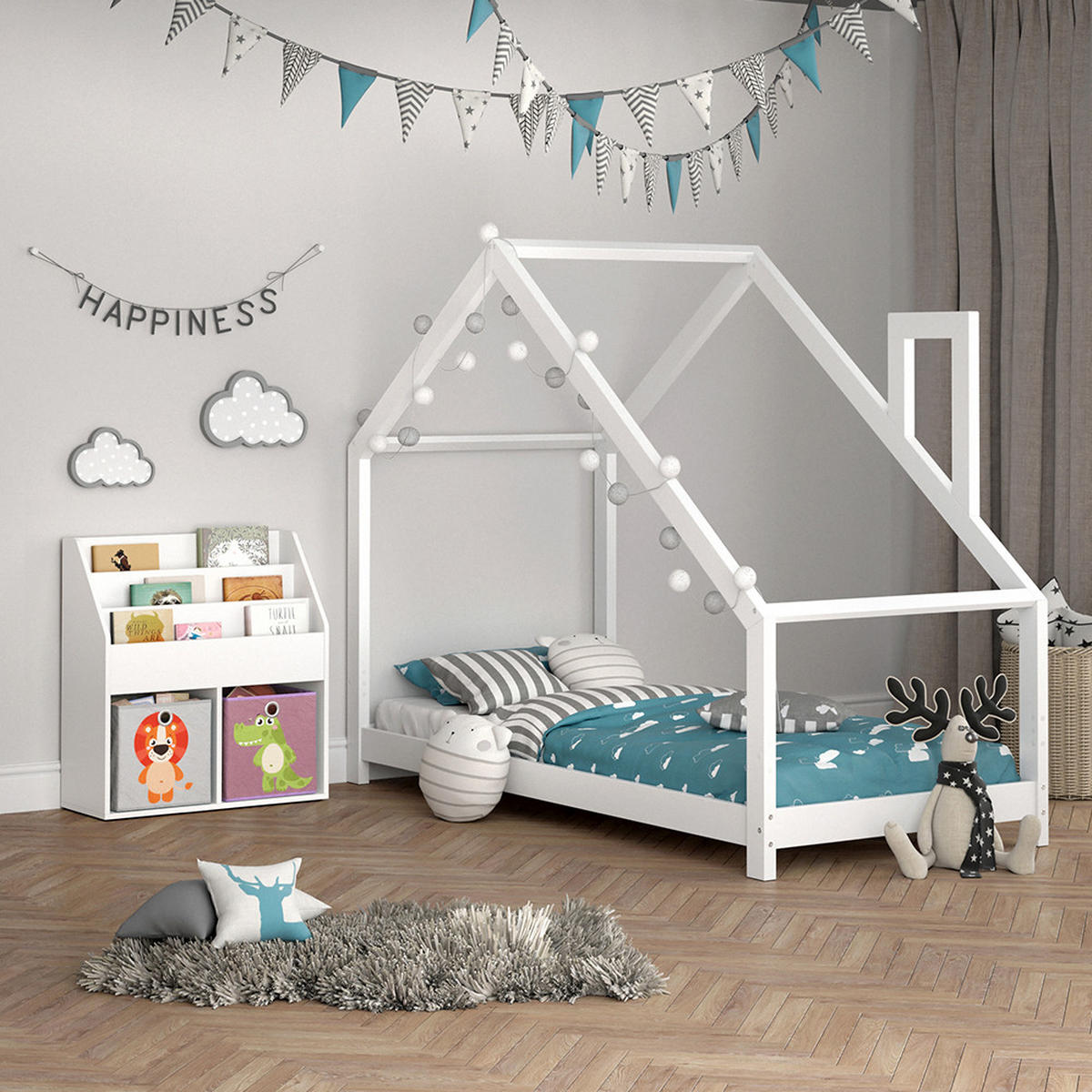 KINDERREGAL Luigi Weiß 72 x 79 cm mit 2 Faltboxen opt.3 - Weiß, Holzwerkstoff (72/79/30.7cm) - Vicco