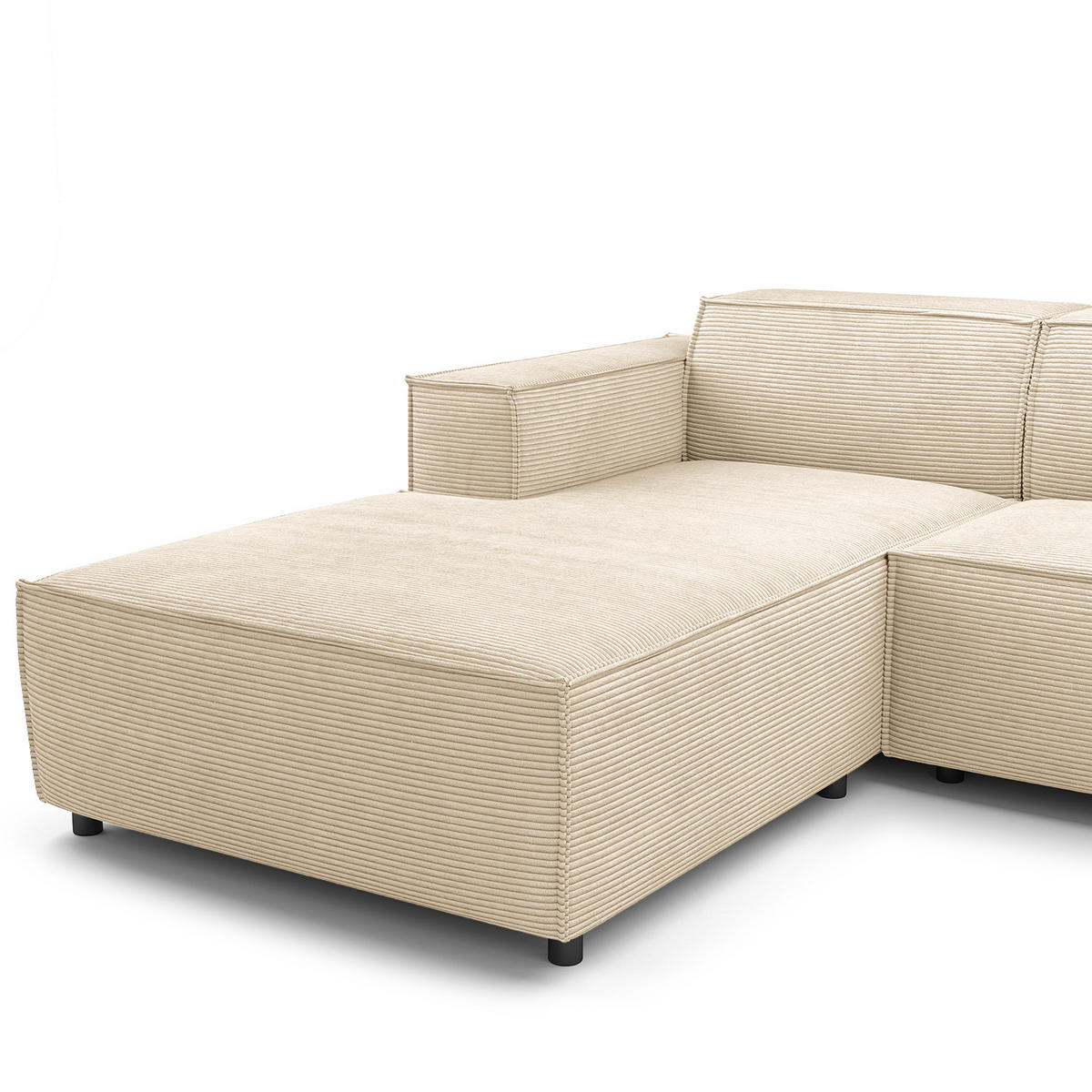 WOHNLANDSCHAFT mit Longchair & Ottomane - Beige/Schwarz, Kunststoff/Textil (369/70/234cm) - home24