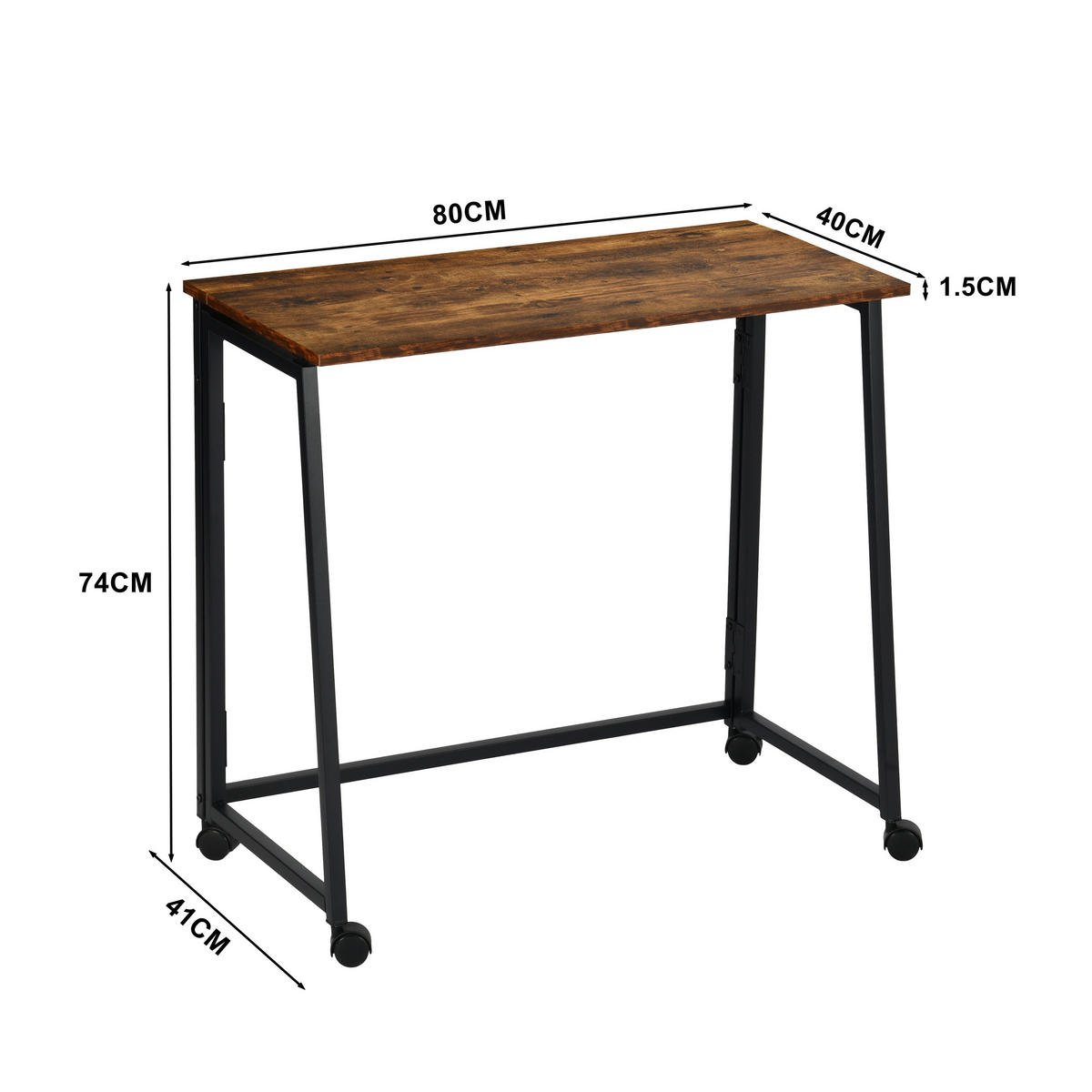 SCHREIBTISCH in Stahl - Braun, Metall (80/40/70.5cm) - Meubles Cosy