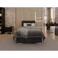 POLSTERBETT Zaira 90x200cm – Elegantes Polsterbett für modernen Wohnstil , Federkernmatratze Bonnel (18cm), schwarz - Schwarz, Holz (90/200cm) - Homesy