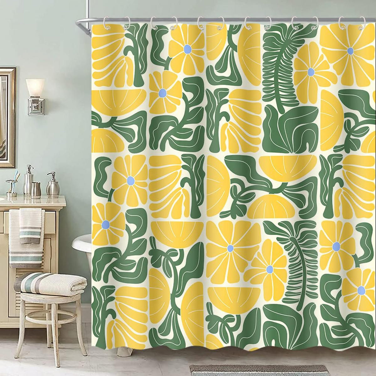 DUSCHVORHANG Boho floral Vintage Polyester wasserdicht mit Haken - Multicolor, Textil (180/180cm) - MCBOSON