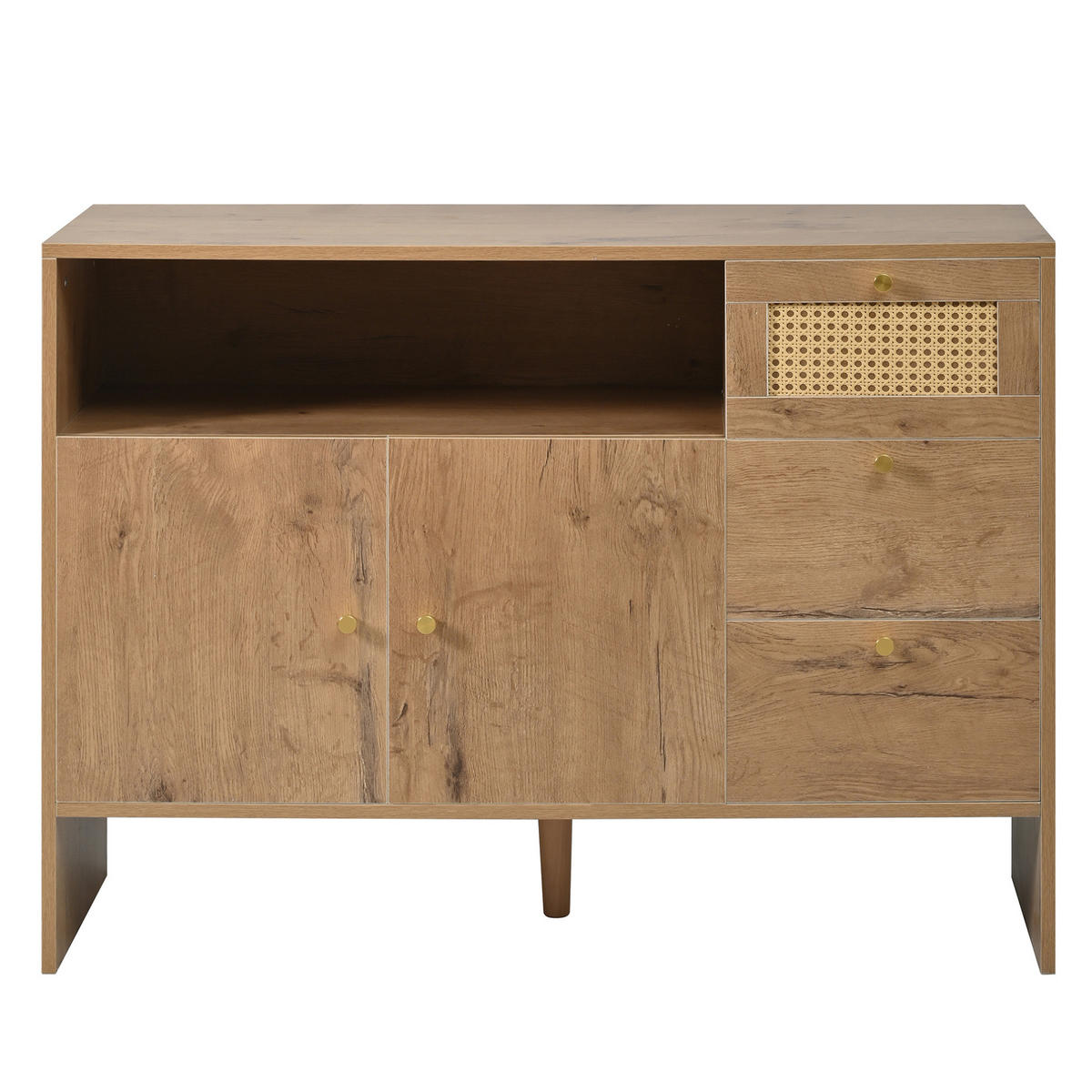 SIDEBOARD 105/40/76 cm natur aus Spanplatte mit Rattanfronten - Naturfarben, Holzwerkstoff (105/76/40cm) - OKWISH