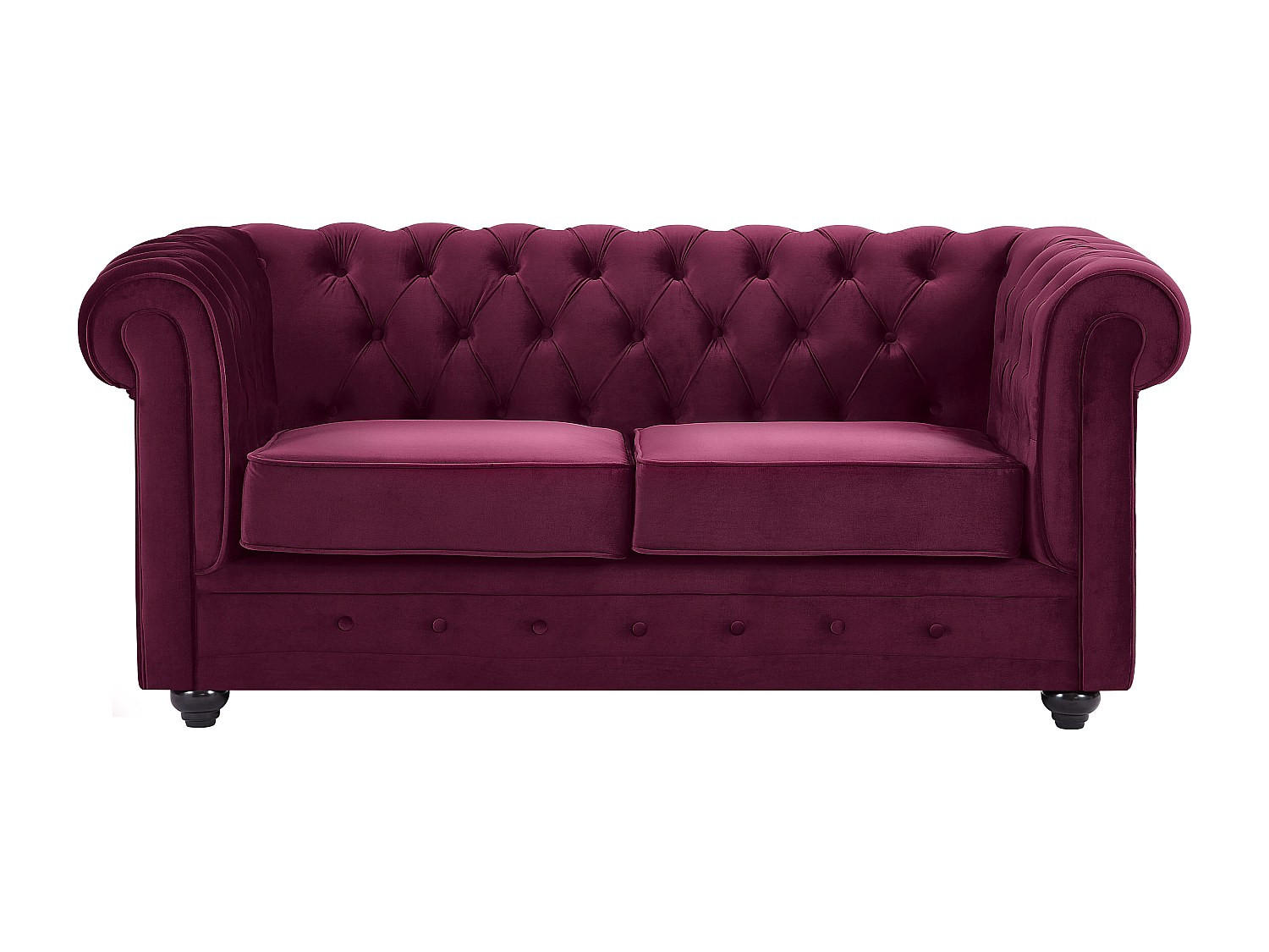 Thumbnail - Vente-Unique Sofa, Bordeaux, Textil, Uni, 2-Sitzer, 168x72x88 cm, Wohnzimmer, Sofas & Couches, Sofas, Chesterfield Sofas