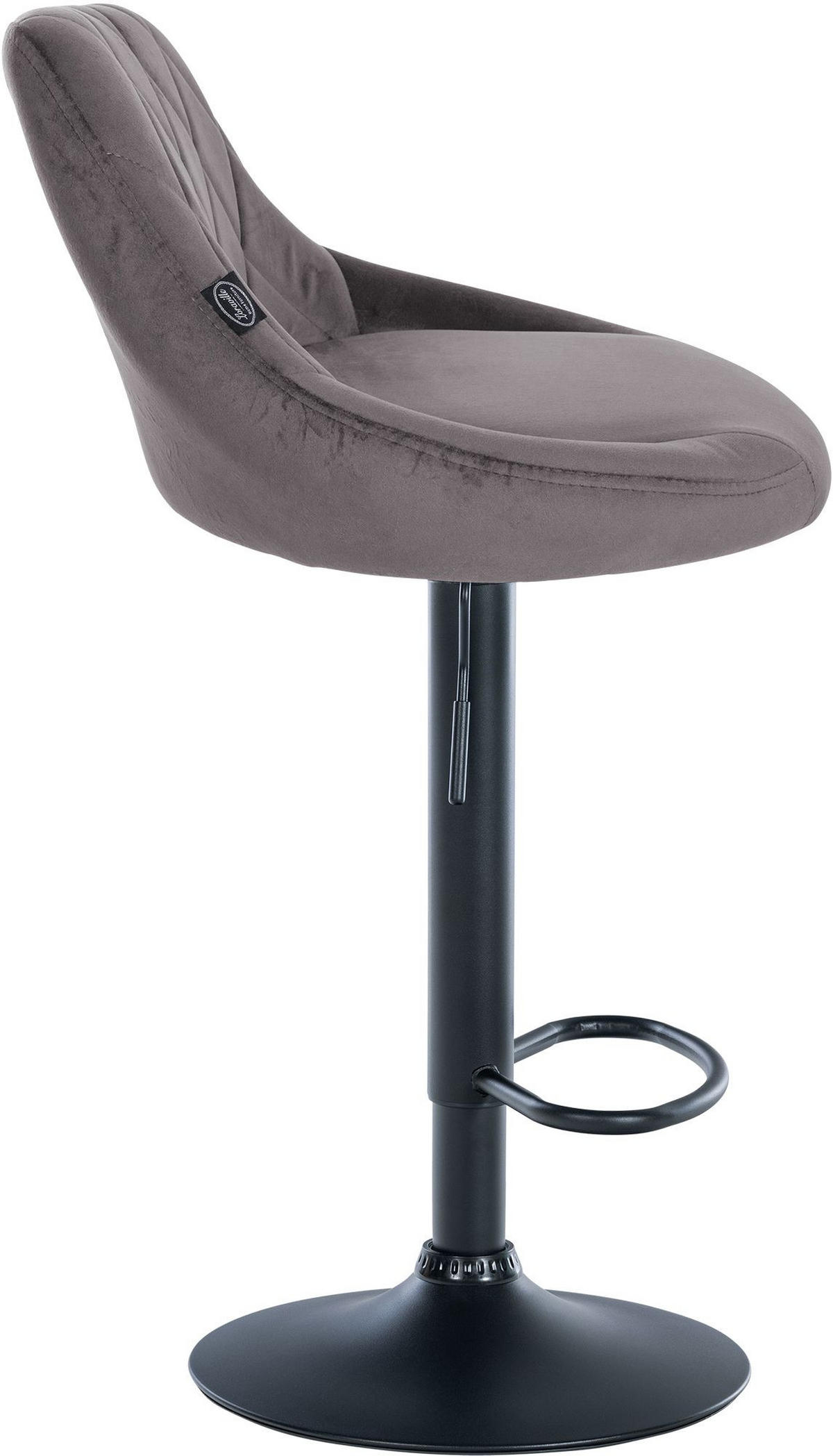 BARHOCKER 2er Set Samt grau - Schwarz/Grau, Textil/Metall (46/83/49cm) - CLP