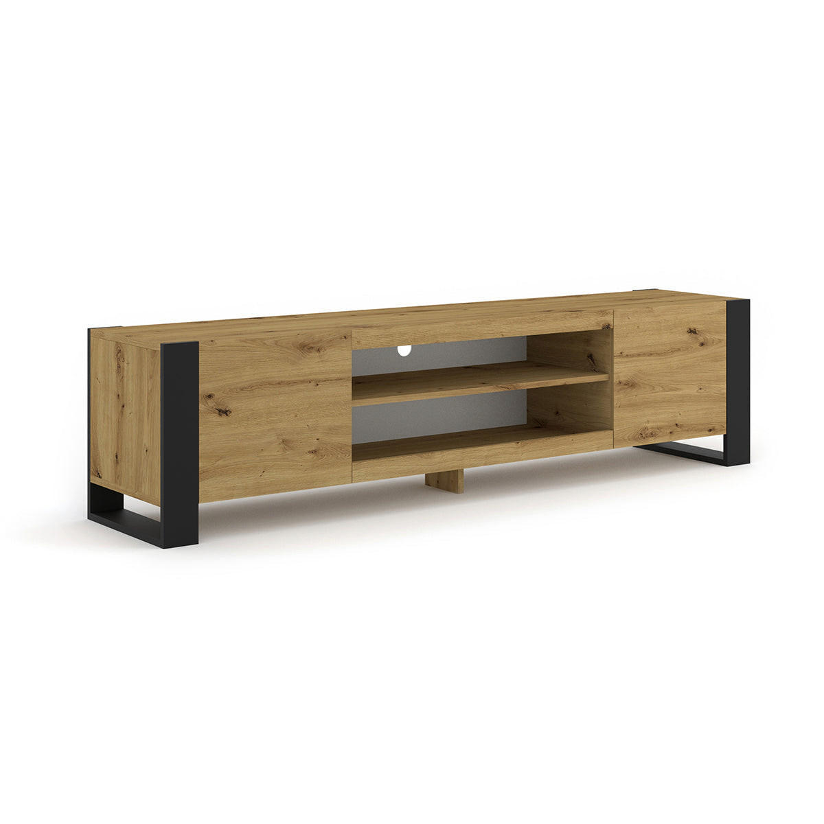 TV STOLÍK Gani Drevo a matná čierna - čierna, kompozitné drevo (188/47/40cm) - Petits-meubles