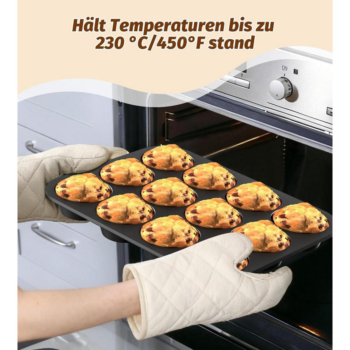 MUFFINBACKFORM 2-teiliges Set Silikon mit Metallrahmen 24 Löcher 32 x 24 cm schwarz - Schwarz, Kunststoff (23.7/3/32cm)