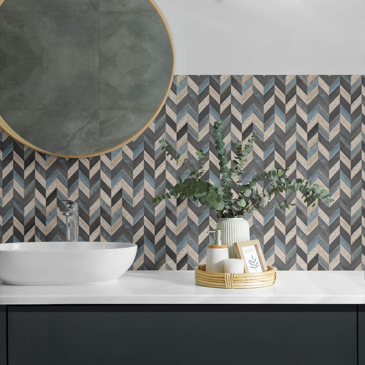 WANDPANEEL 10x 40x20 cm selbstklebend Bravino - Greige, Kunststoff (20/1.6/40cm) - Wallfluent