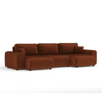 PANORAMASOFA Zanzibar Dunkelorange Chenille - Dunkelorange/Schwarz, Holz/Holzwerkstoff (325/79/144cm) - Maison de Reve