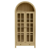 HIGHBOARD Bogen-Design Holzoptik mit Acryl-Türen & Schublade - Naturfarben, Holzwerkstoff (75/170.5/35cm) - Urban Meuble