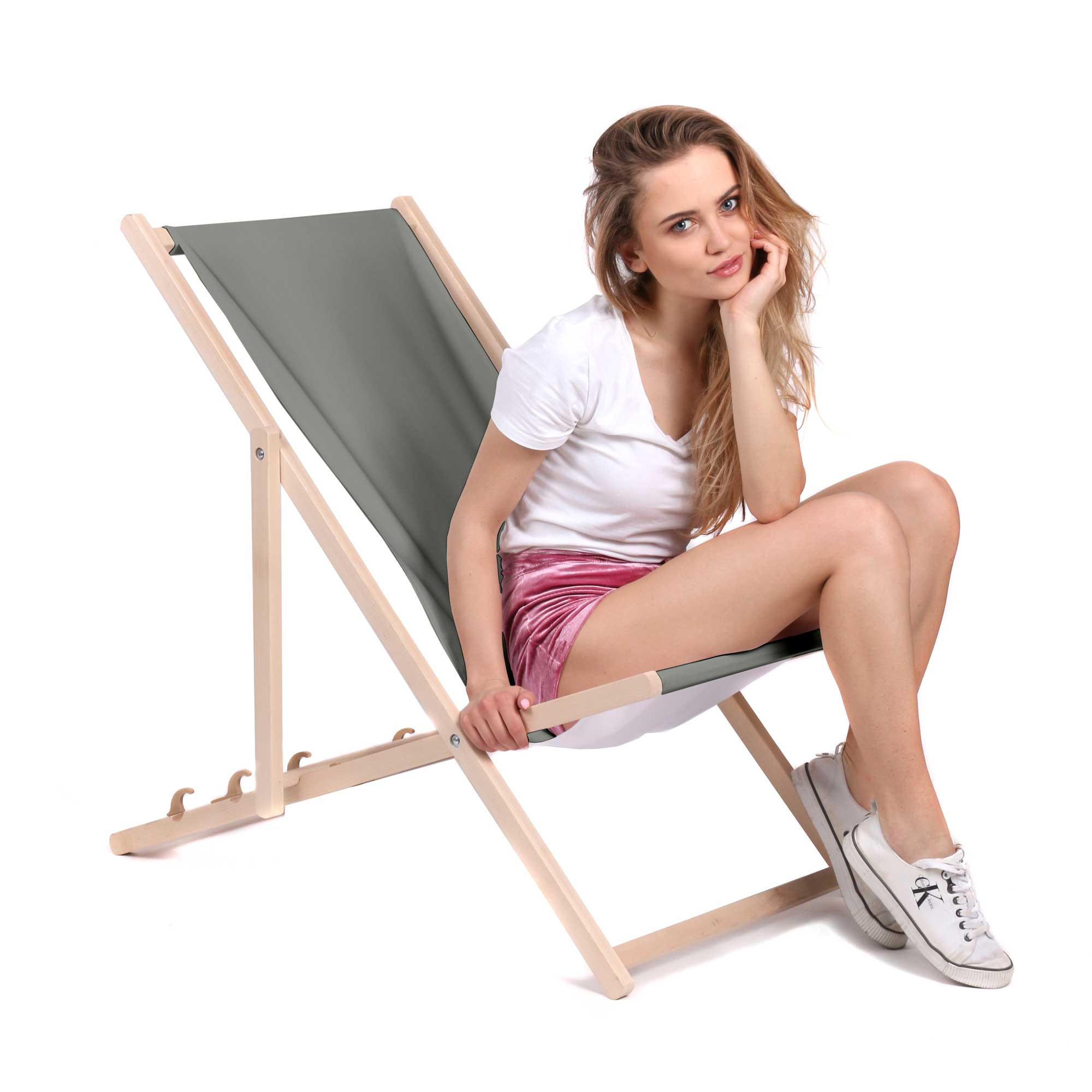 HOLZLIEGESTUHL klappbar Buchenholz Grey M - Grau, Holz (54/85/92cm) - Dreamroots