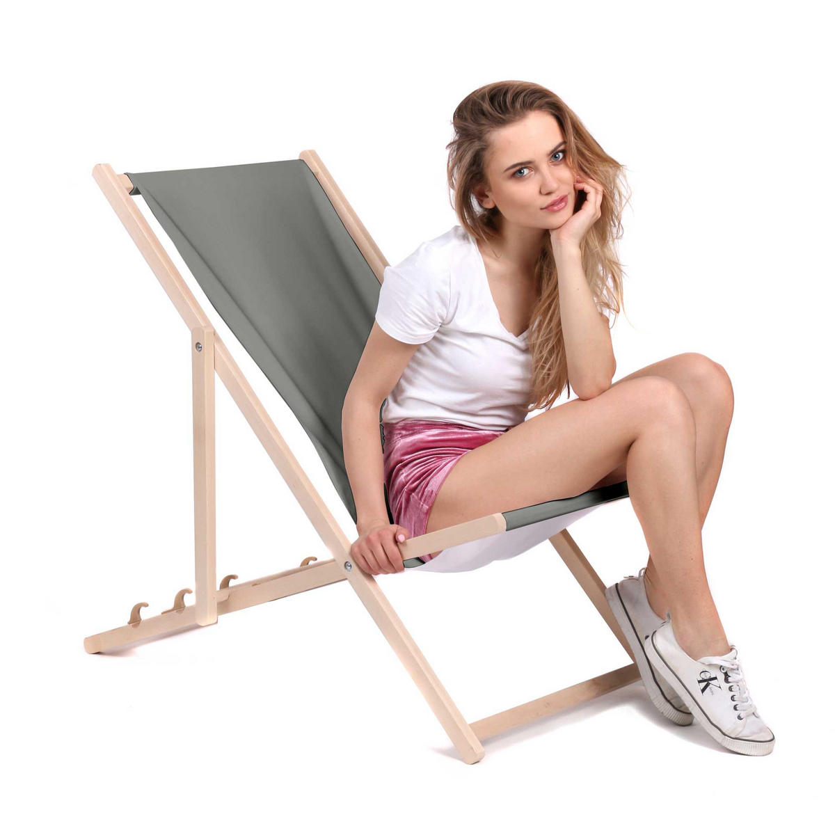 HOLZLIEGESTUHL klappbar Buchenholz Grey M - Grau, Holz (54/85/92cm) - Dreamroots