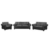 POLSTERGARNITUR (3-2-1) - Microfaser - Grau, Textil (1/1/1cm) - home24