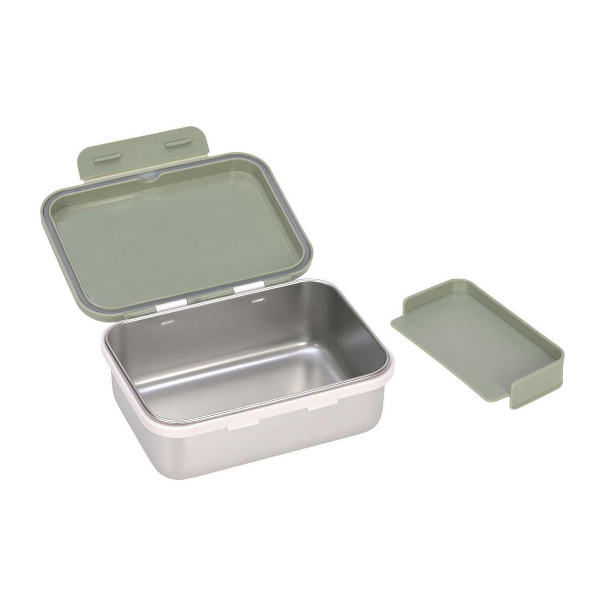 EDELSTAHL LUNCHBOX Happy Prints Oliv 17,3 x 13,3 x 6,9 cm - Grün, Metall (13.3/6.9/17.3cm) - Lässig
