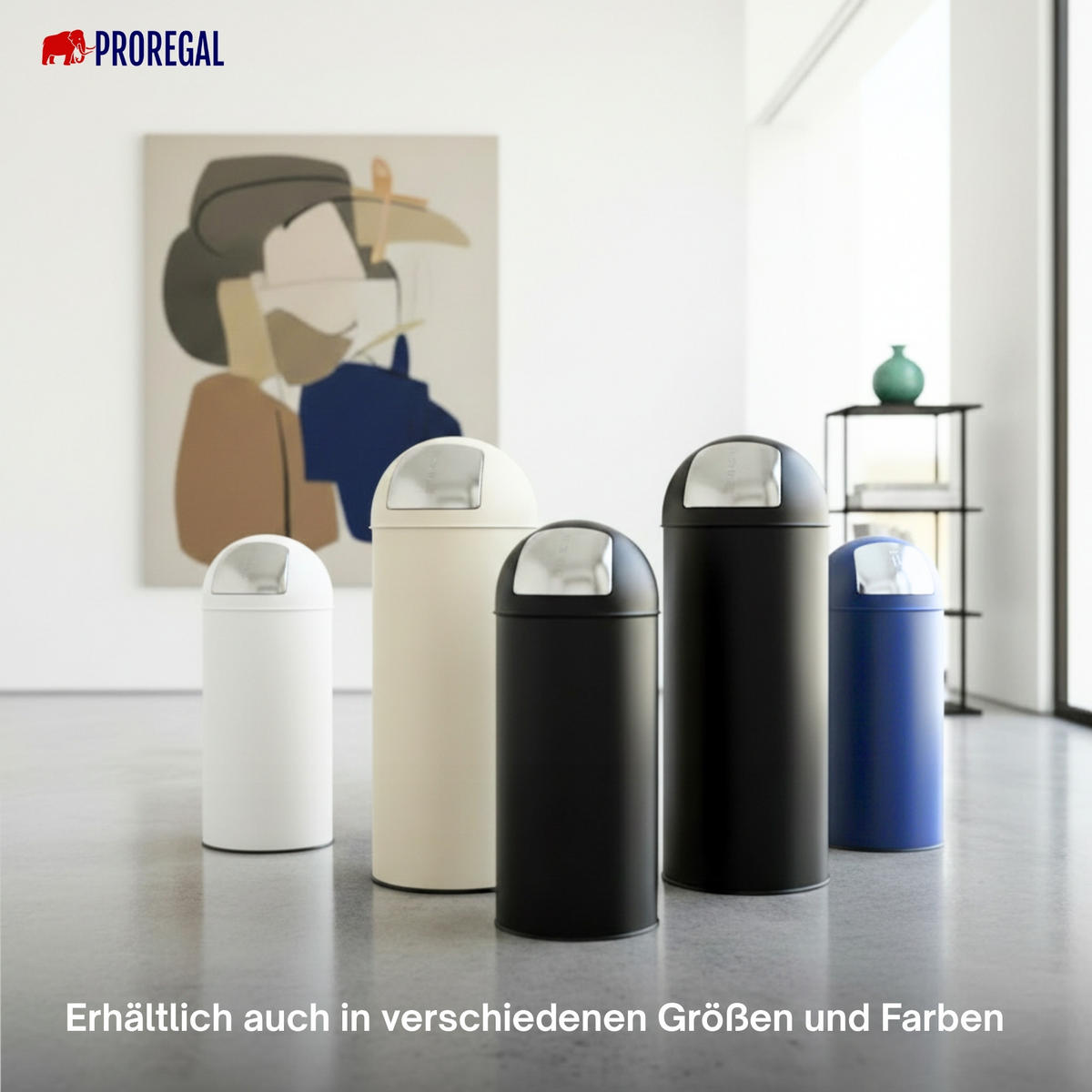 MÜLLEIMER 70 Liter mit Push Klappe Creme - Creme, Metall (41.5/89.5/41.5cm) - PROREGAL
