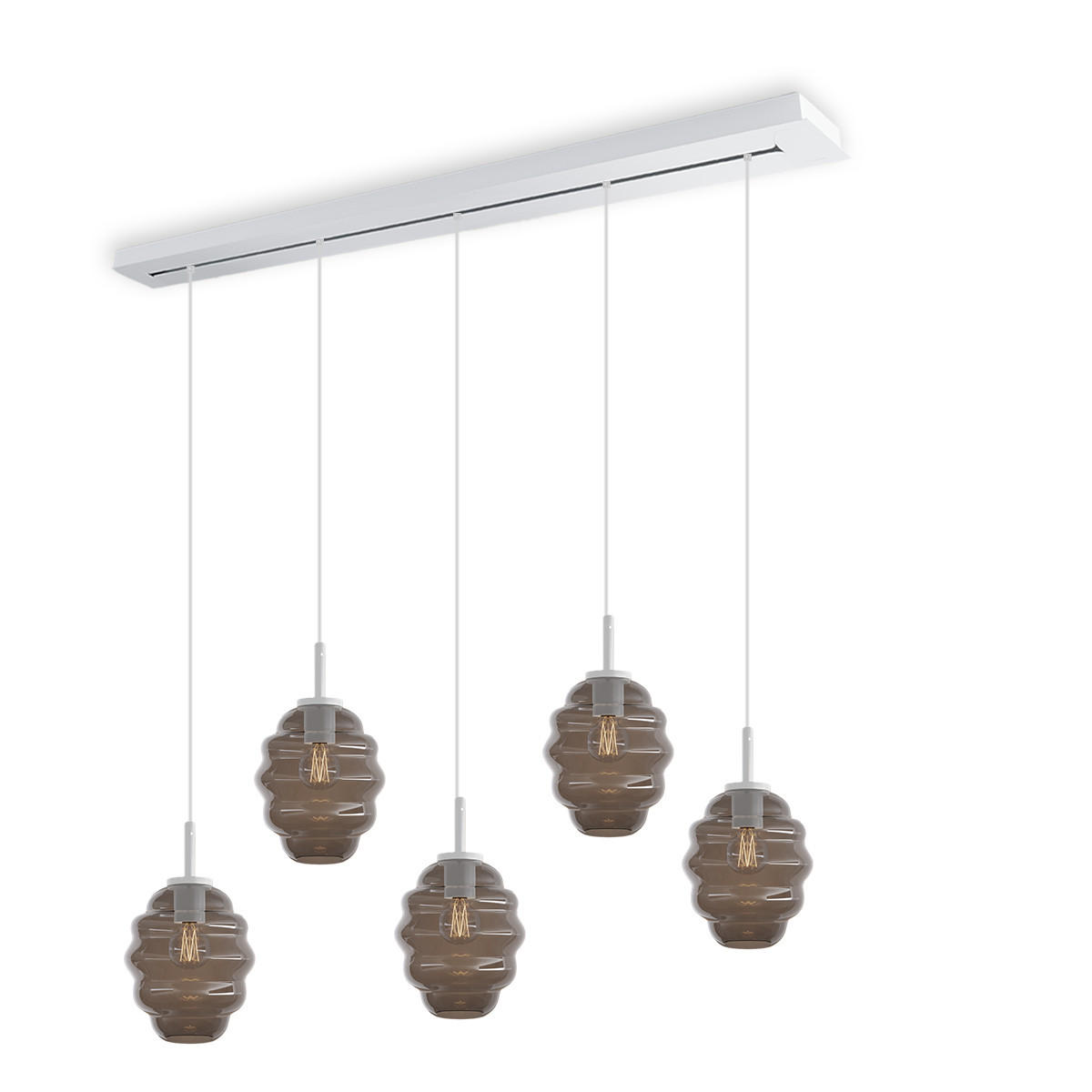 HÄNGELEUCHTE Echos 5-flammig Rauch Ø 18cm - Anthrazit/Weiß, Glas (18/18/20cm) - s.luce