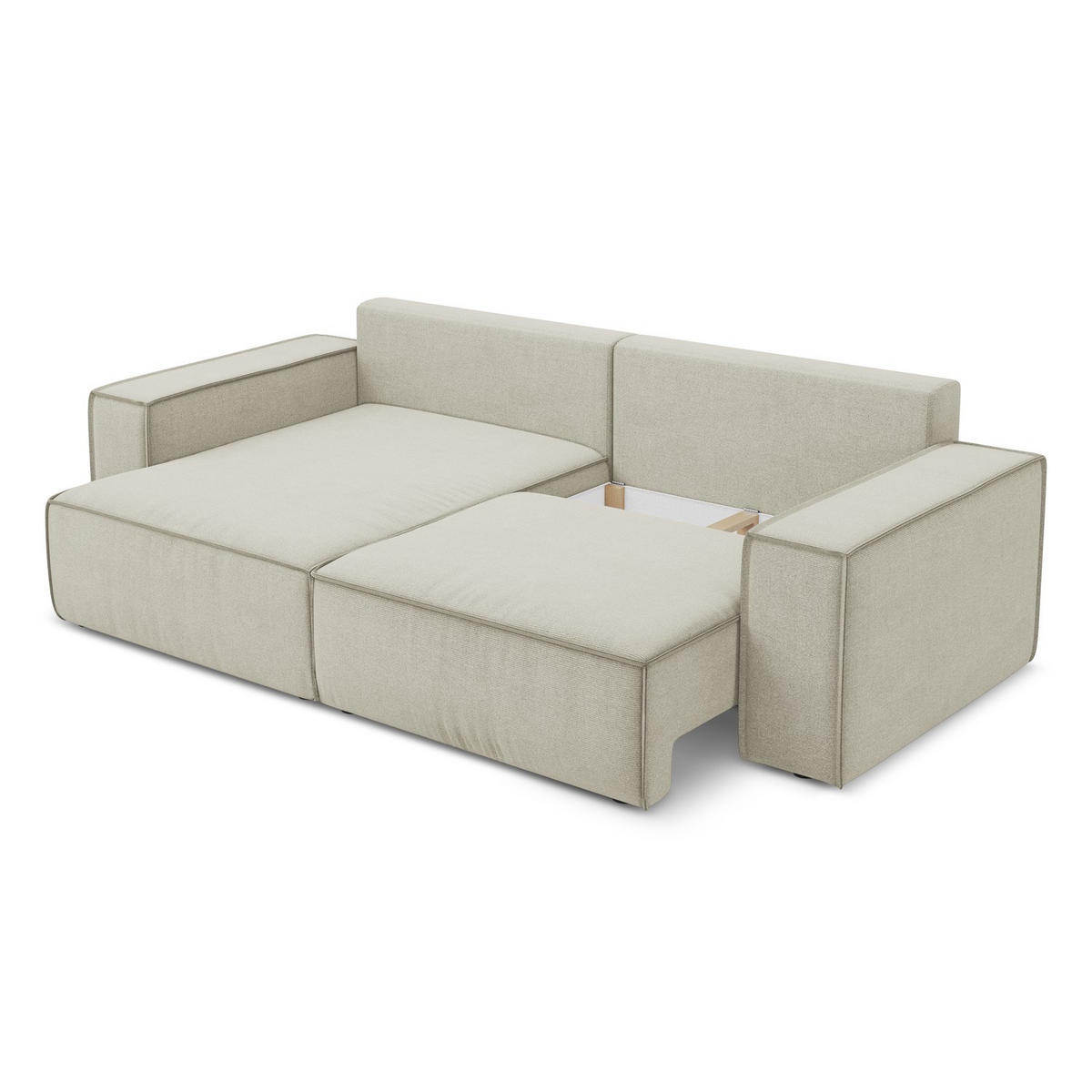 ECKSOFA mit Schlaffunktion Strukturstoff Stoff Beige - Beige/Creme, Kunststoff/Textil (148/257cm) - LaMiaSofa