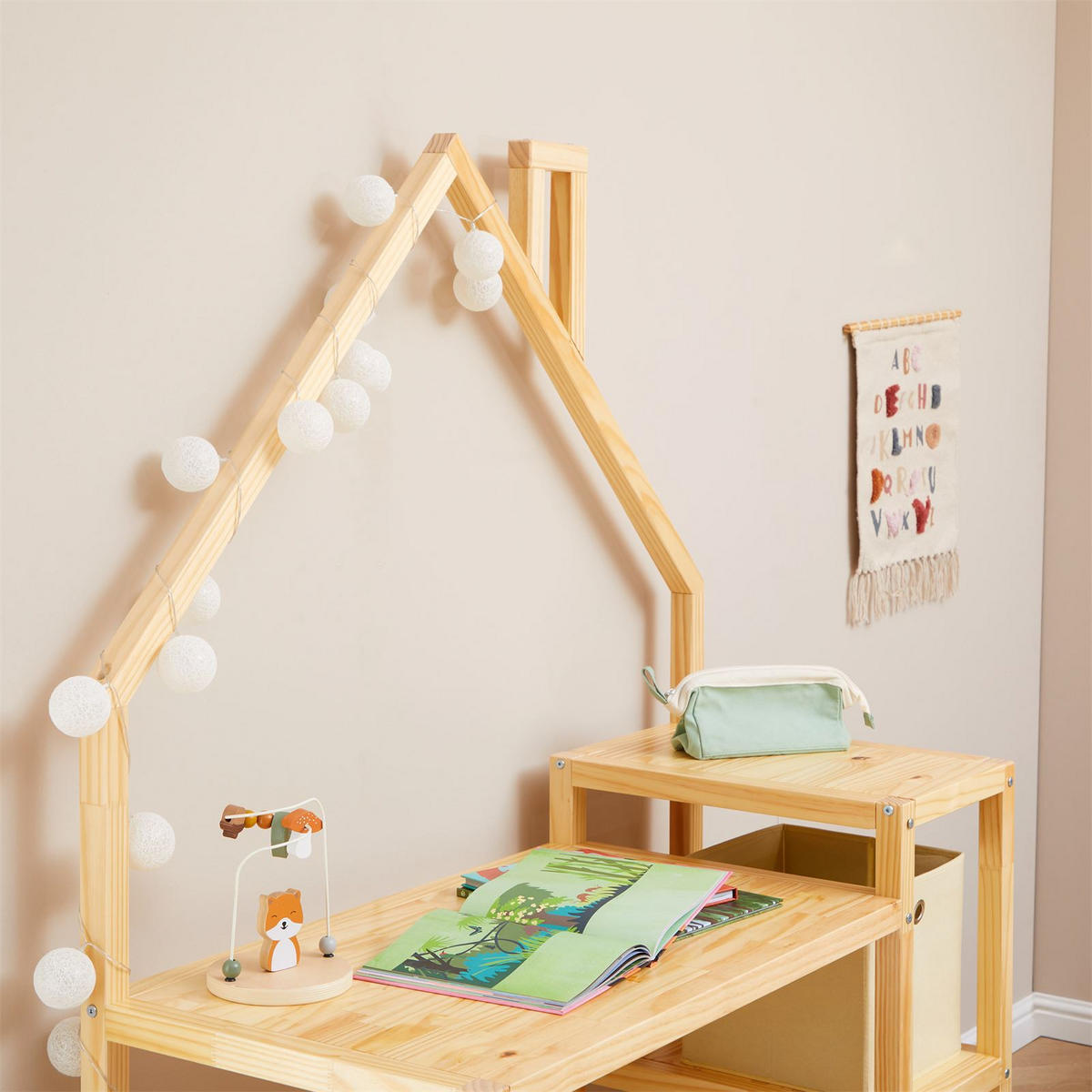 KINDERSCHREIBTISCH NIVIA - Naturfarben, Holz (120/162/50cm) - IDIMEX