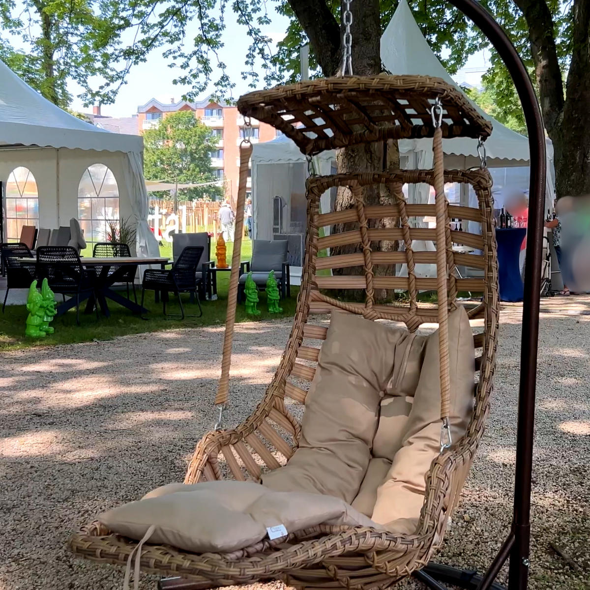 HÄNGESESSEL Gartenschaukel Rattan mit Gestell Hängeschaukel Alaca Weiß - Weiß, Metall (120/212/106cm) - Gowoll