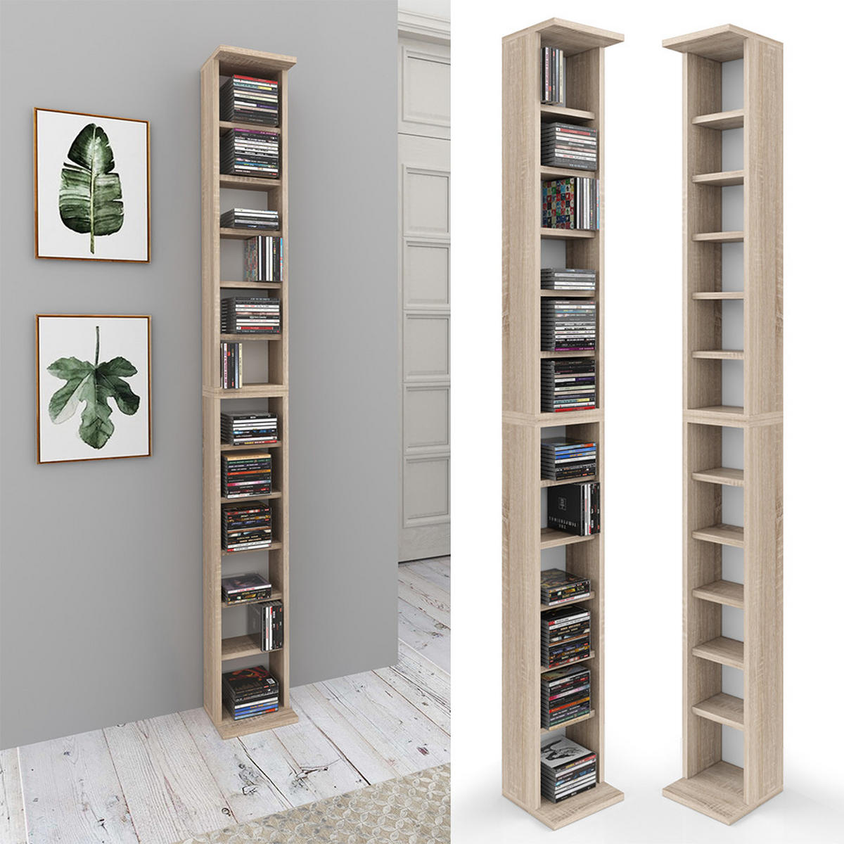 CD-REGAL Sonoma 21 x 183.6 cm Groß - Sonoma Eiche, Holzwerkstoff (21/183.6/20cm) - Vicco