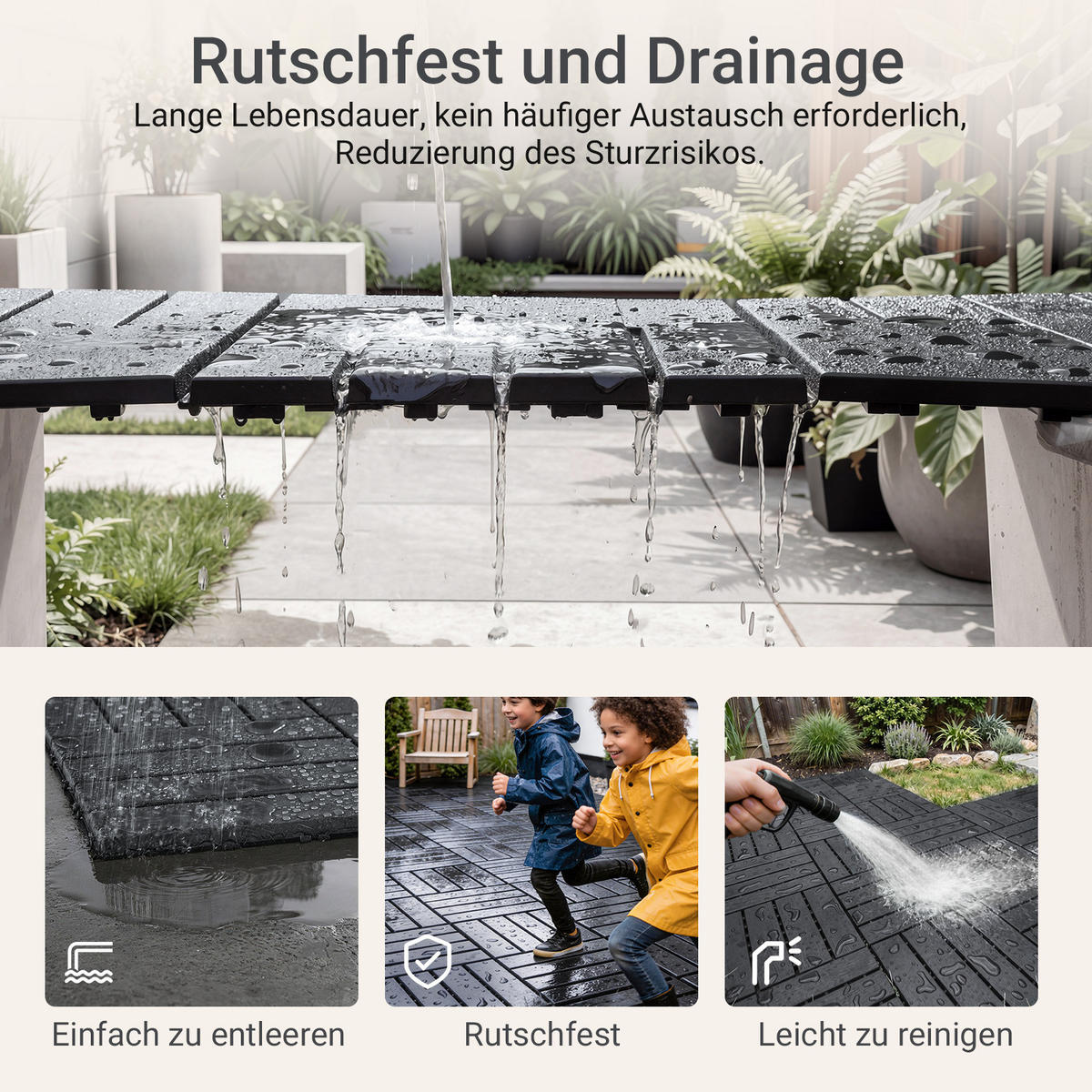 TERRASSENFLIESEN 15 Stück Grau 30.5x2x30.5 cm - Grau, Kunststoff (30.5/30.5/2cm) - SoBuy