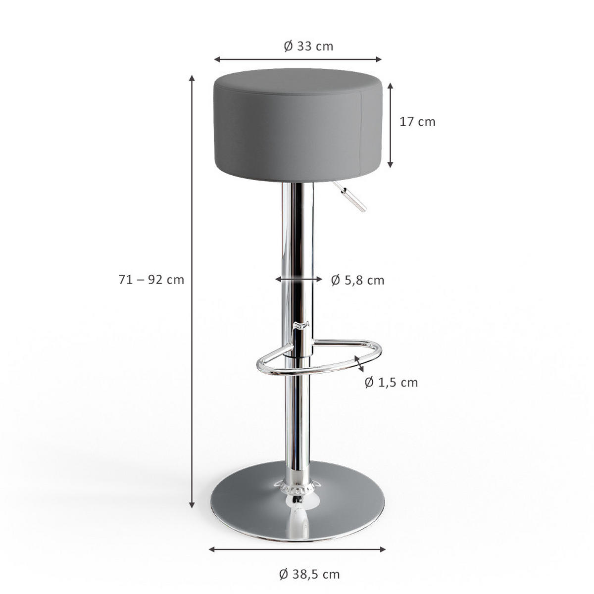 BARHOCKER 2ER SET Grau 33 x 92 cm 2 Teilig - Grau, Metall (33/92/33cm) - Vicco