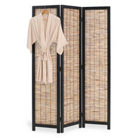 PARAVENT 120/170 cm Schwarz Holz Weide - Schwarz/Braun, Holz (120/170/2cm) - Homestyle4u