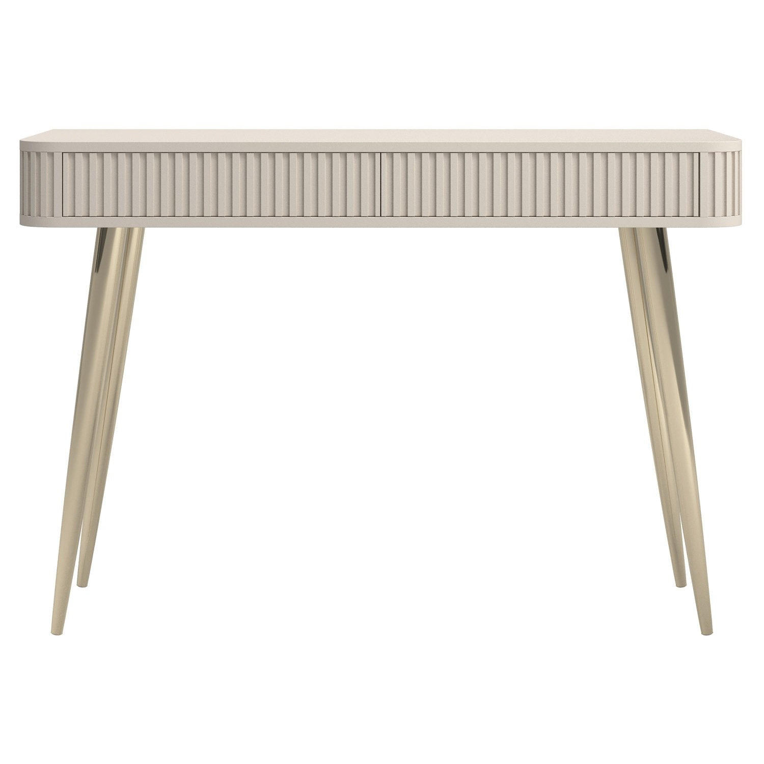 SCHMINKTISCH Ovarlo Greige mit 2 Schubladen 113 cm - Taupe/Goldfarben, Holzwerkstoff/Metall (38/113.2/77.9cm) - Selsey